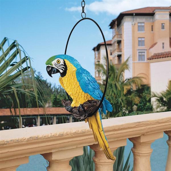 Design Toscano Polly in Paradise Parrot on Ring Perch: Medium QL12820